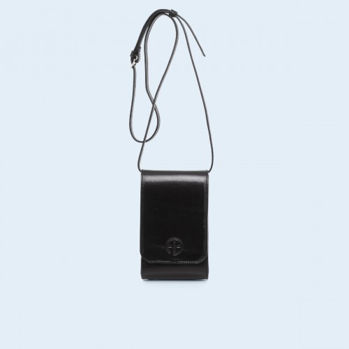 Skórzana torebka na ramię - Conscious mobile black