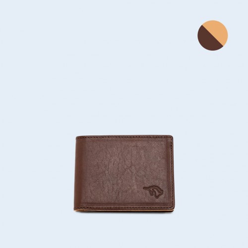 Skórzany portfel męski - SLOW Slim Wallet brown/camel