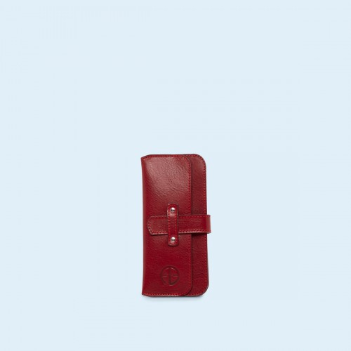 Skórzane etui na telefon - SLOW Case 02 cherry red