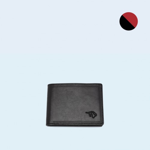 Skórzany portfel męski - SLOW Slim Wallet black/red