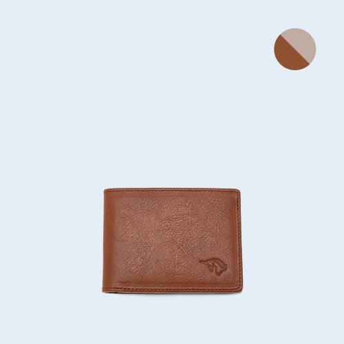 Skórzany portfel męski - SLOW Slim Wallet cognac/grey