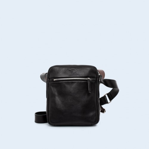 Skórzana listonoszka męska - Nonconformist Messenger small bag black